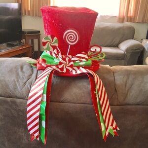 Whimsical Red and Green Holiday Top Hat